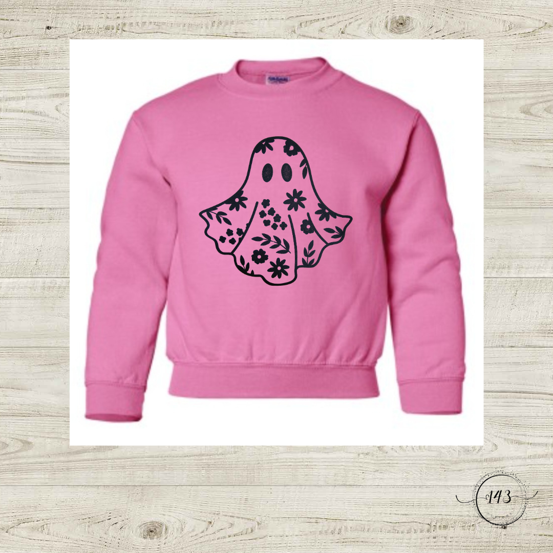 Flower Ghost Black Crewneck