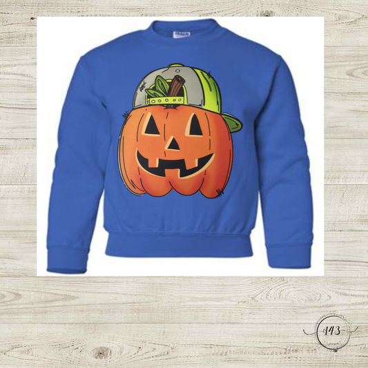 Boys Pumpkin with Hat Crewneck