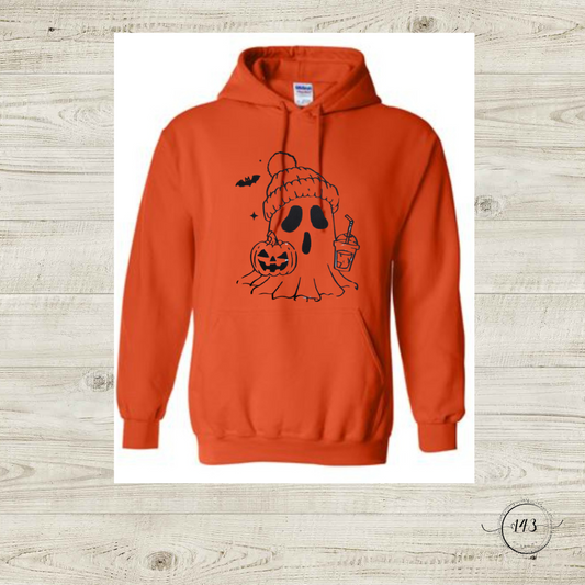 Ghost pumpkin with Drink Hoodie