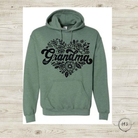 Grandma Heart With Flowers Hoodie