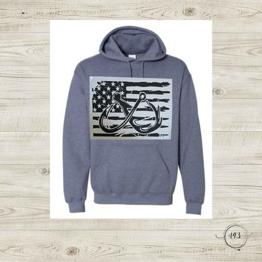 Flag with Antler and Hook Hoodie