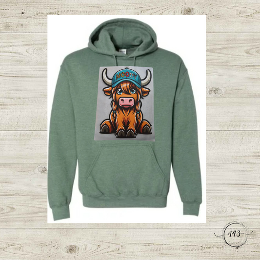 Moody Highland Cow Hoodie