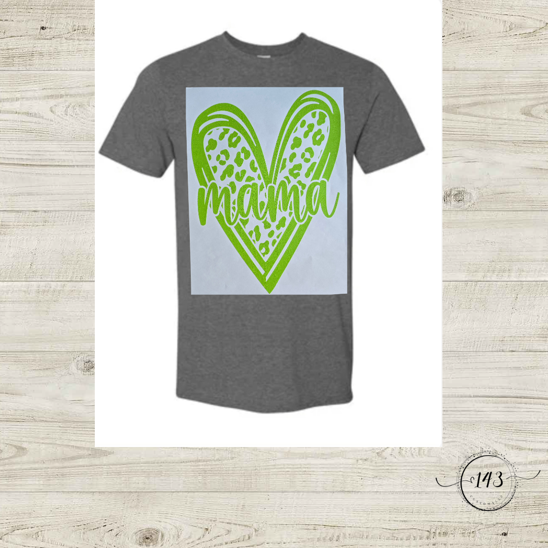 Neon Green Heart Mama