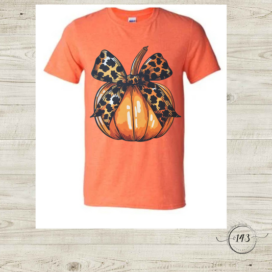 Pumpkin With cow print bow