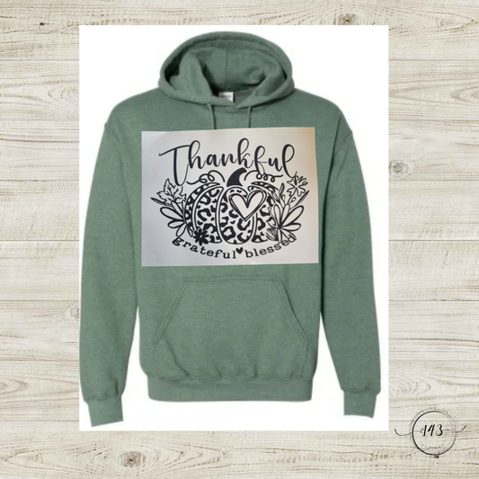 Thankful Grateful Blessed Pumpkin Hoodie